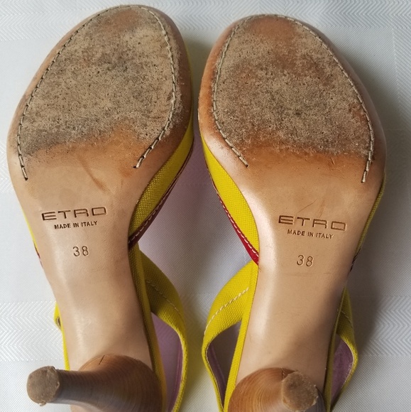 3 for $65! ETRO Floral Heels Slingbacks Euro US 8 - Picture 8 of 8